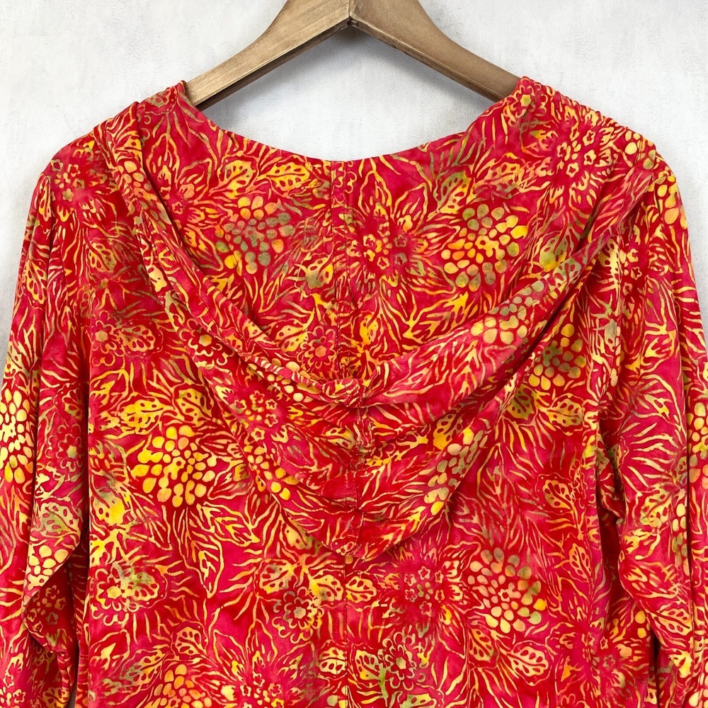 Soft Surroundings Hooded Top PM Red Yellow‎ Floral Boho Coastal Artsy Travelwear - Picture 4 of 9